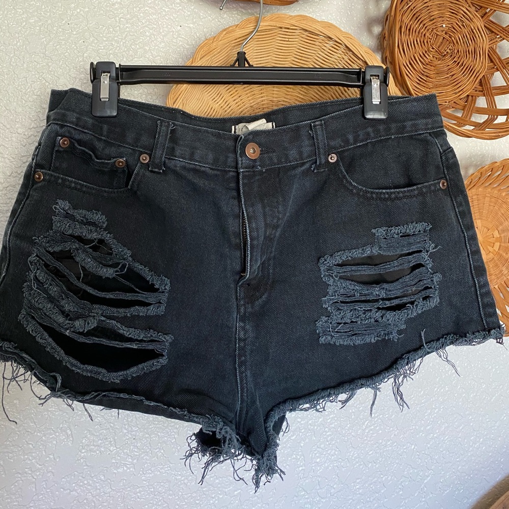 Distressed Black Jean shorts